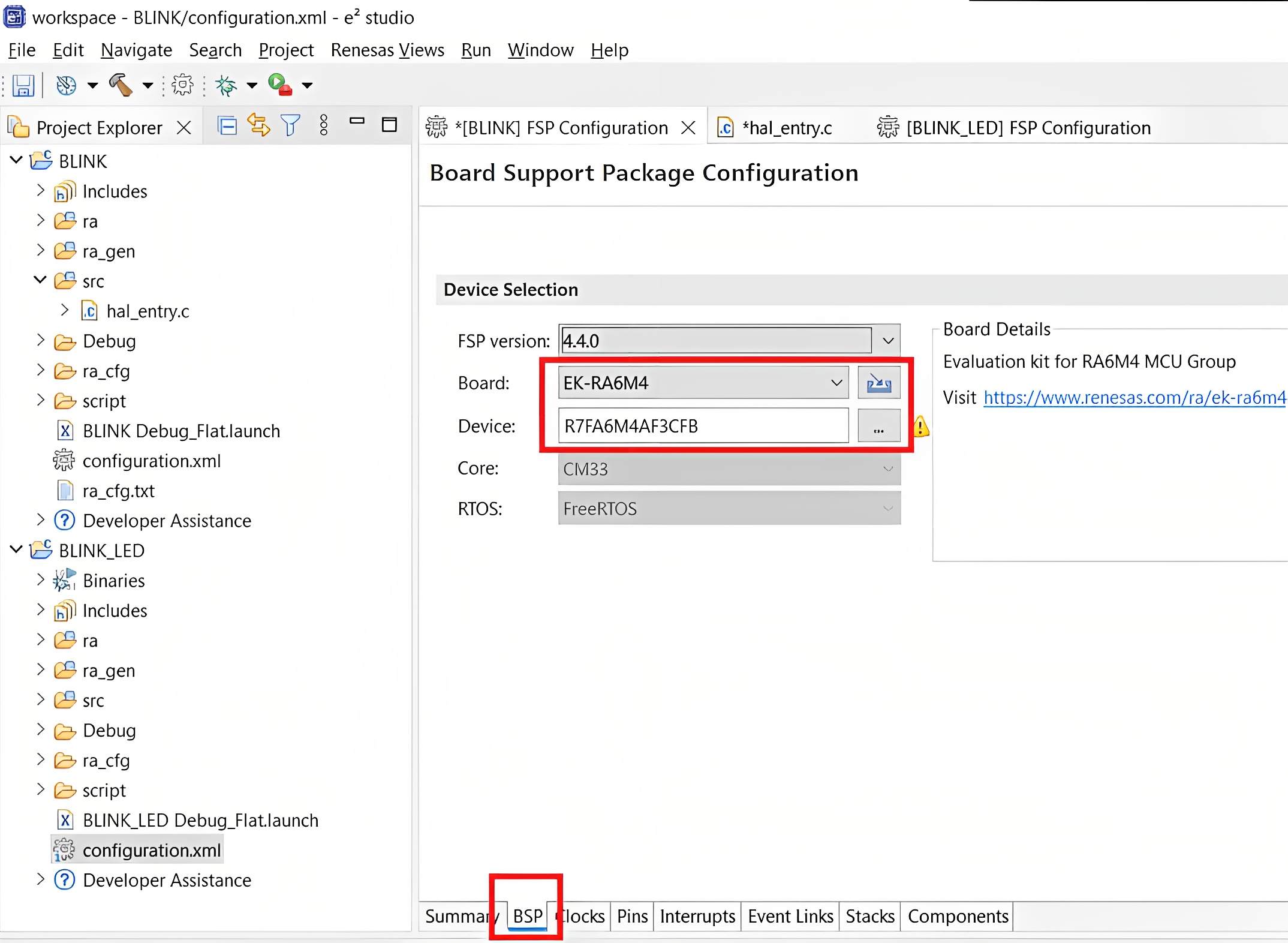 Board Support Package Configuration