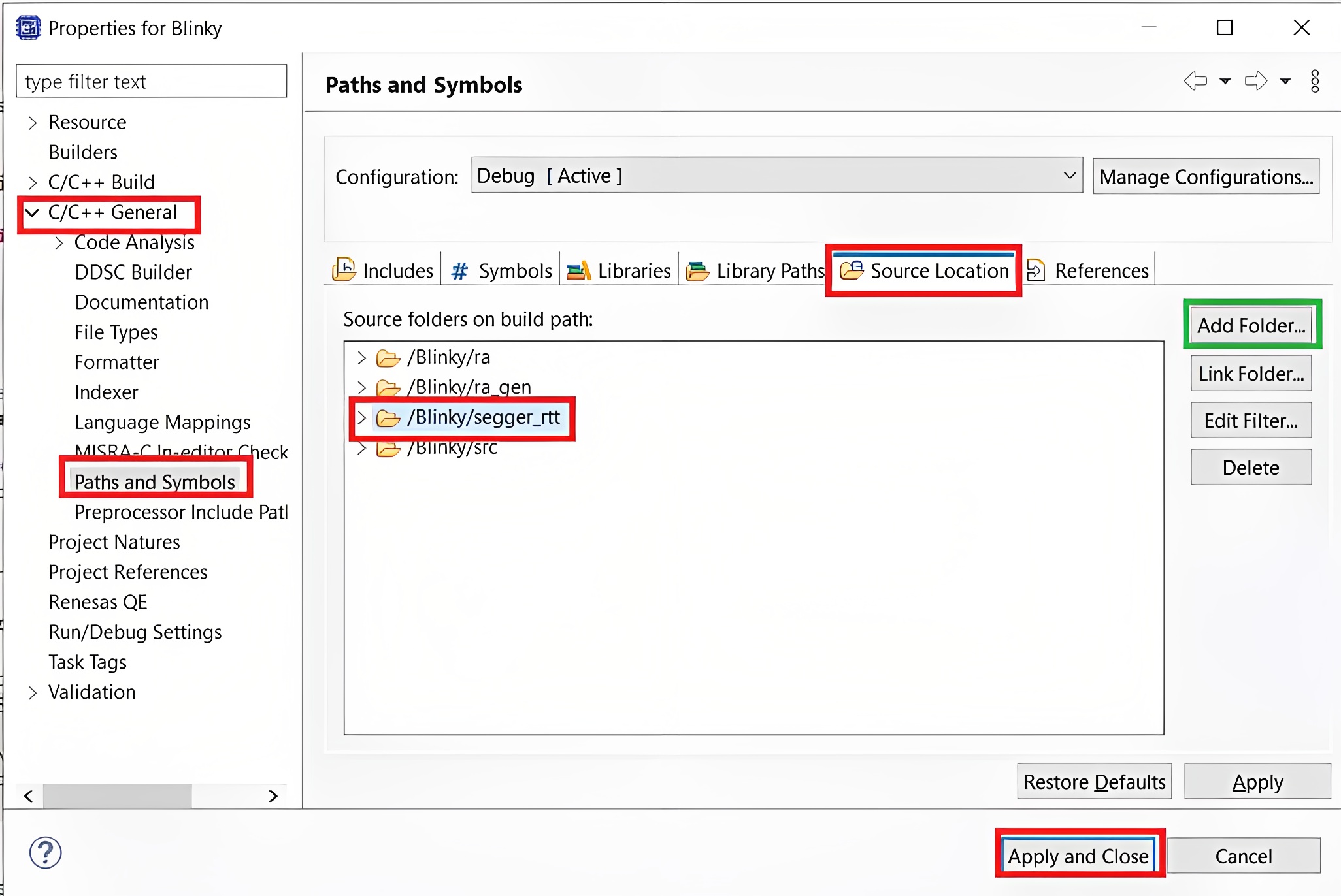 Adding source location for SEGGER