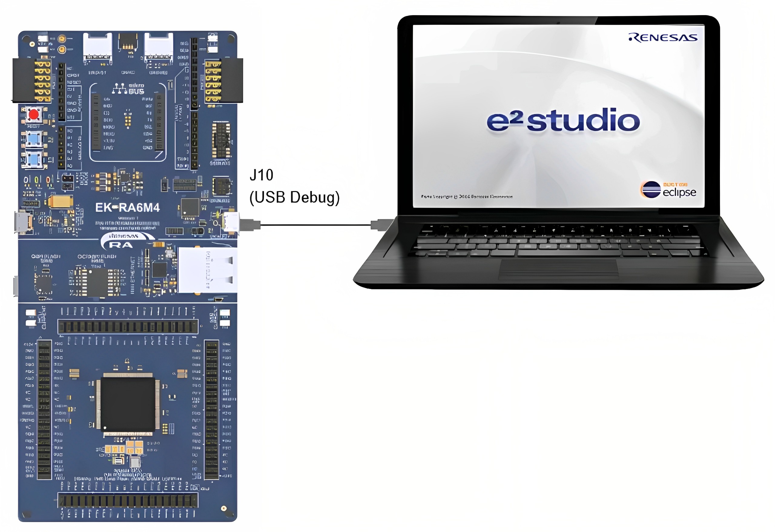 Connecting the EK-RA6M4 Board to the Host PC via USB Debug Port