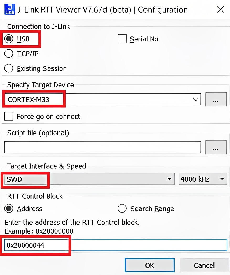 Setting up J-Link RTT Viewer