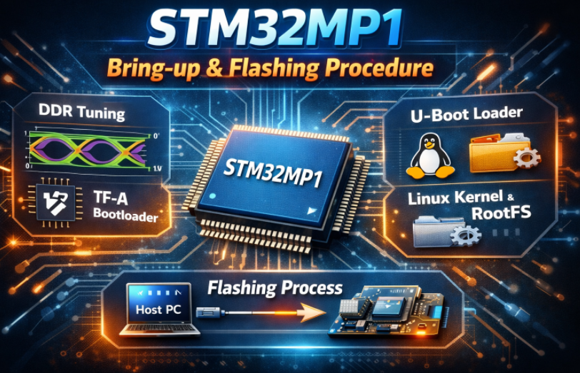 STM32MP1 custom board bring up and flashing procedure