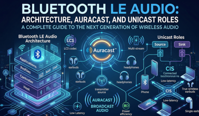 Bluetooth LE Audio: Architecture, Auracast, and Unicast Roles